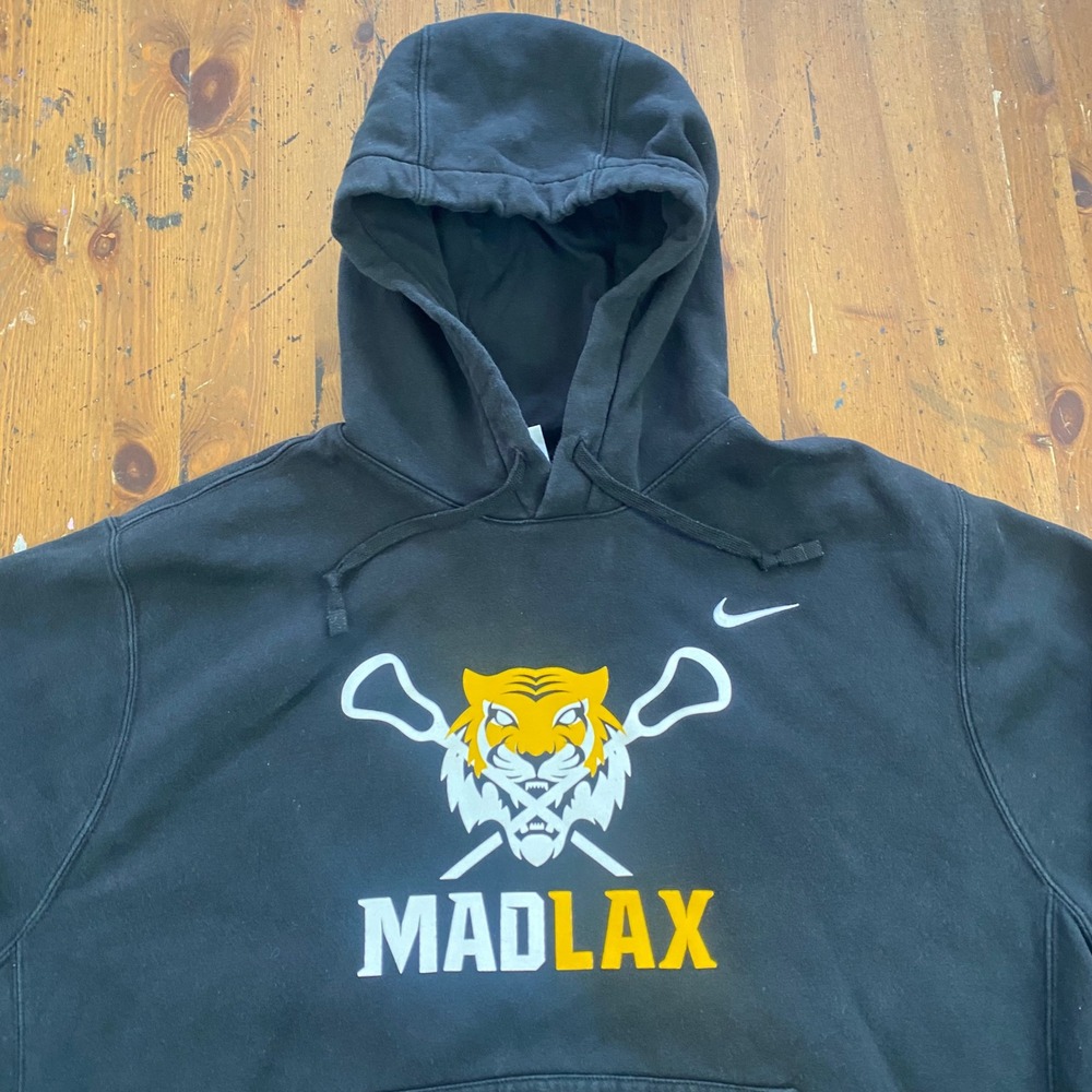 Nike Black Madlax Tiger Lacrosse‎ Hoodie Sweatshirt Pullover Mens XL